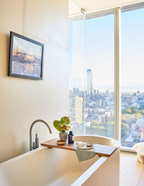 a tub with major city views