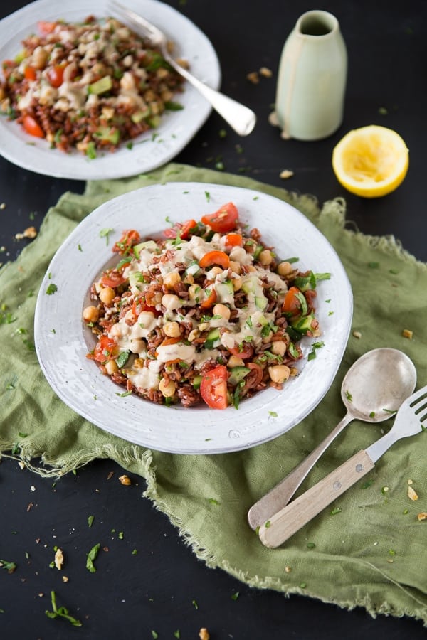 Vegan Red Rice Salad With Tahini Dressing – Raise Vegan – Sub:Minimal