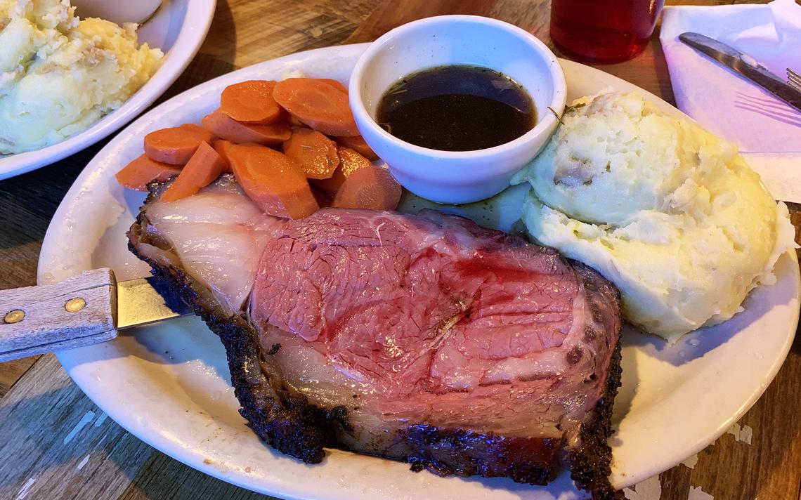 If a stay in the Grotto sparks caveman hunger, head to Iron Horse Bar & Grill, where the Friday and Saturday night dinner special is prime rib . (Bria Barton | Bemidji Pioneer)