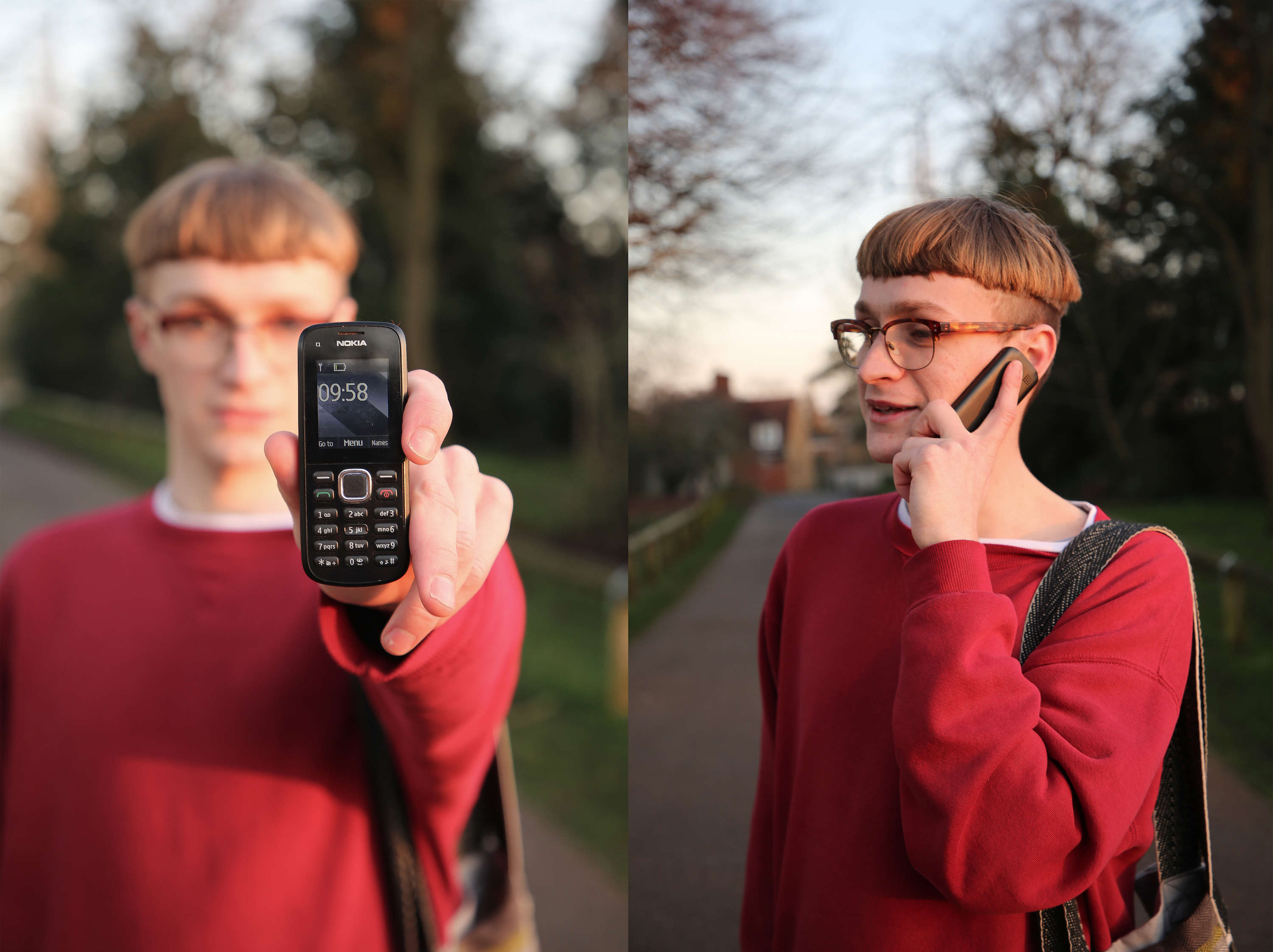 Person using old brick phone