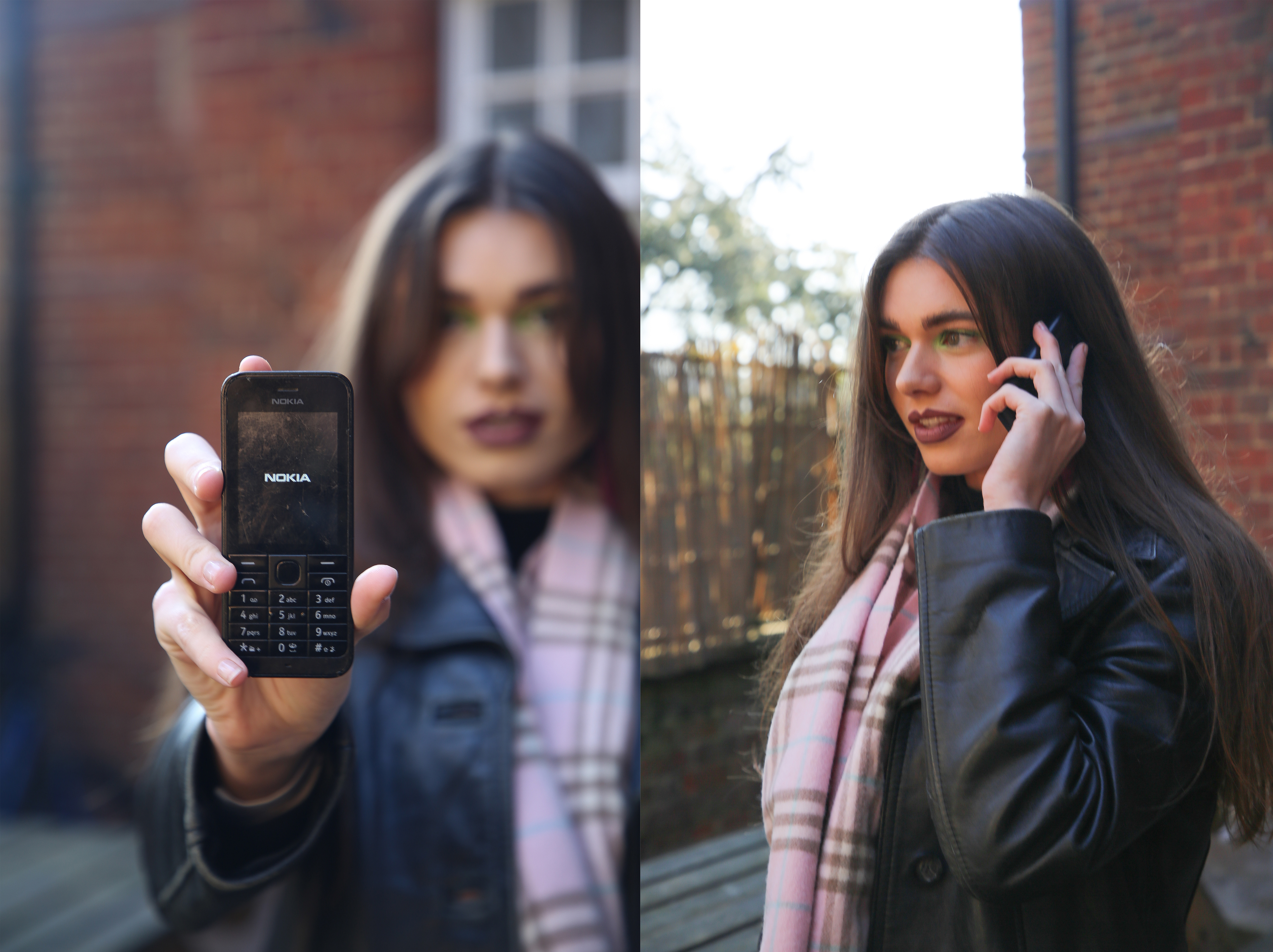 Girl using burner phone