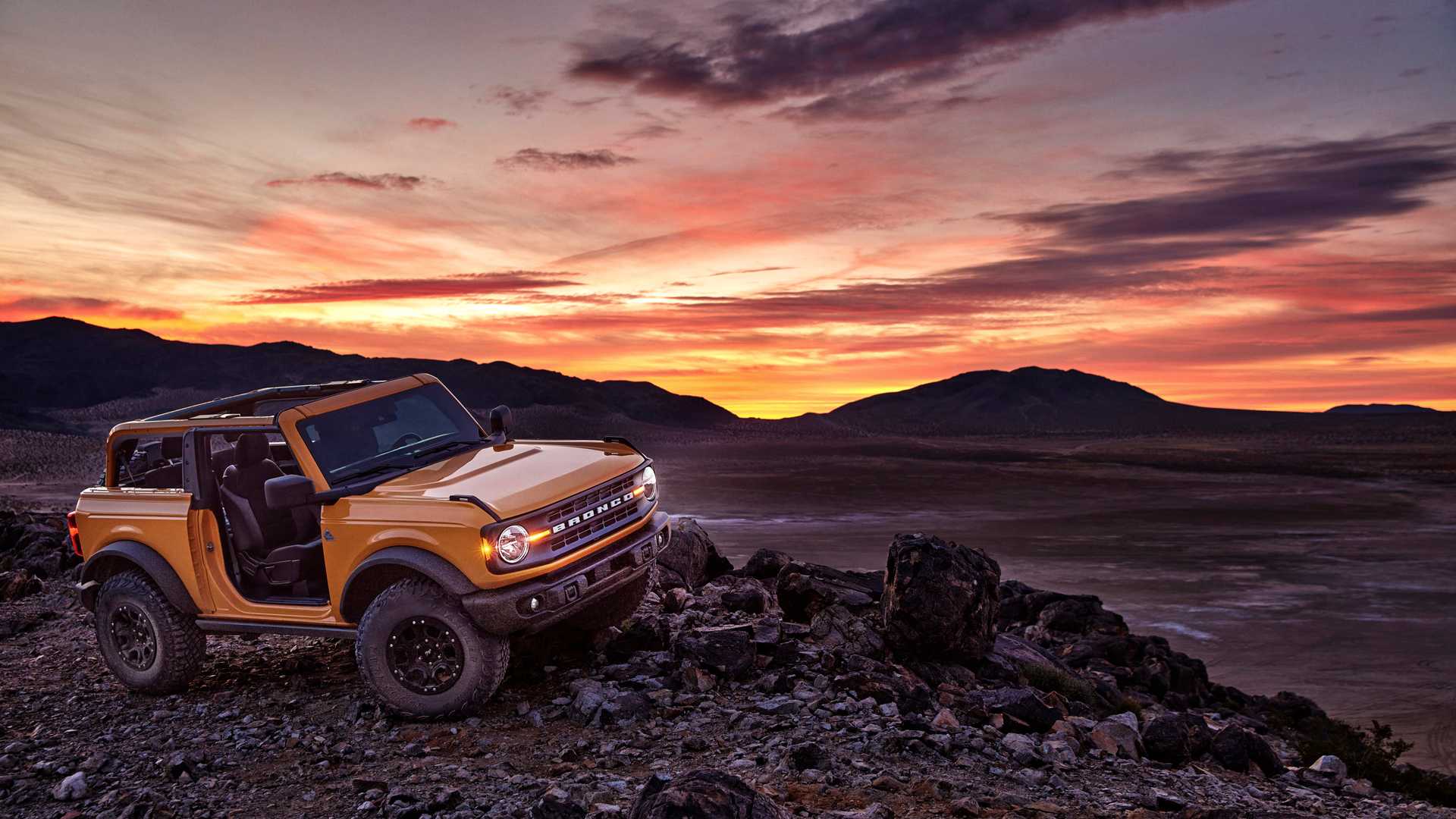 2021 Ford Bronco off-road at sunset