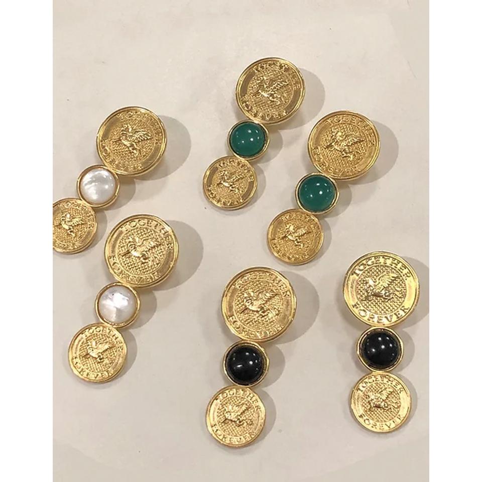 Isaiah Garza Gemstone Coin Lion Earrings