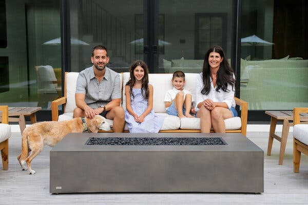 Matthew Miller, the founder of the design firm StudioLAB, his wife, Jennifer Miller, and children, Sophie and Miles, at home in their renovated Sagaponack, N.Y., house.