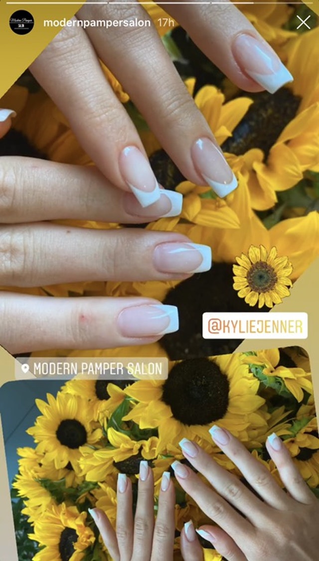 The youngest Jenner sister's manicure was a white version of her sister's blue manicure.