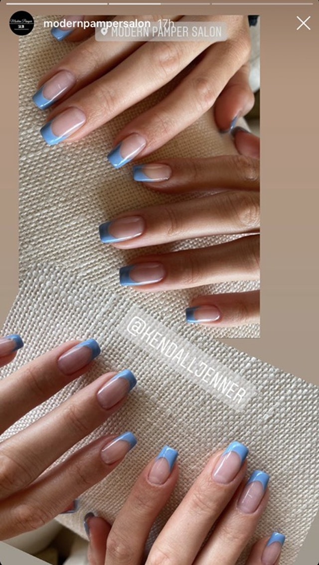 The older Jenner sister's blue French manicure was a colorful take on the classic.