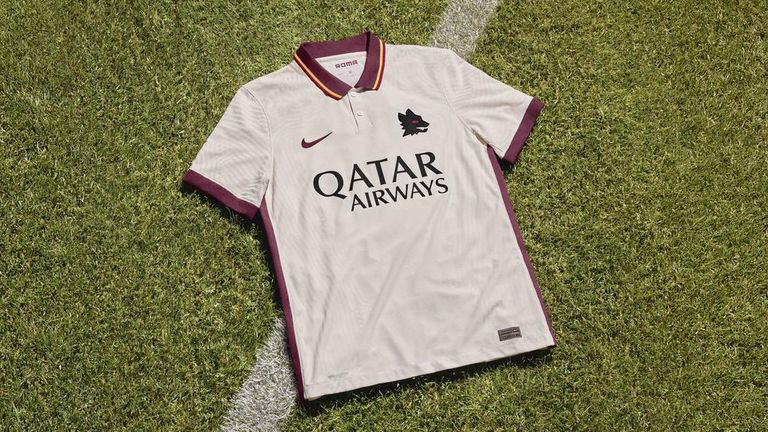 Roma's ivory away kit is designed by Nike