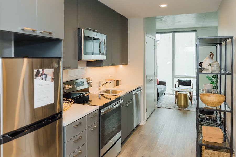 studio apartment galley kitchen