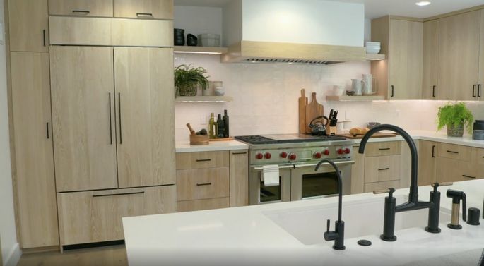 This refrigerator blends right in with the cabinets.