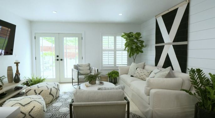 This living room looks much cleaner without the extra window.