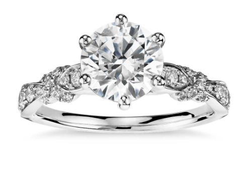 Blue Nile Monique Lhuillier Embellished Six-Prong Diamond Engagement Ring
