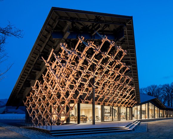 snow peak landstation by kengo kuma & associates reflects hakuba's mountain peaks