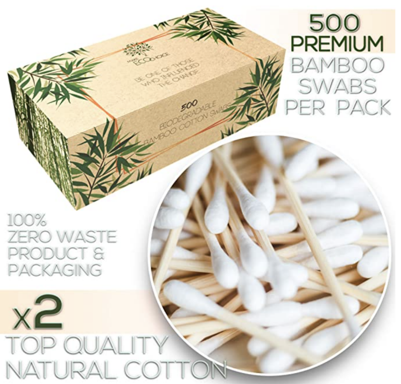 Premium 500 Biodegradable Bamboo Cotton Swabs. PHOTO: Amazon