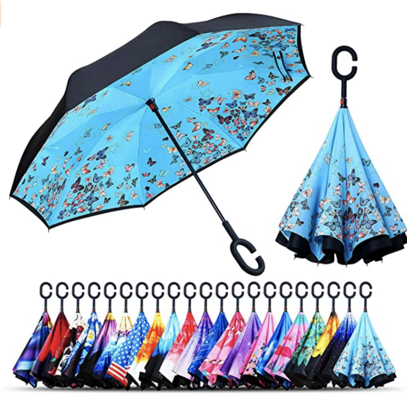 Windproof Double Layer Folding Inverted Umbrella. PHOTO: Amazon